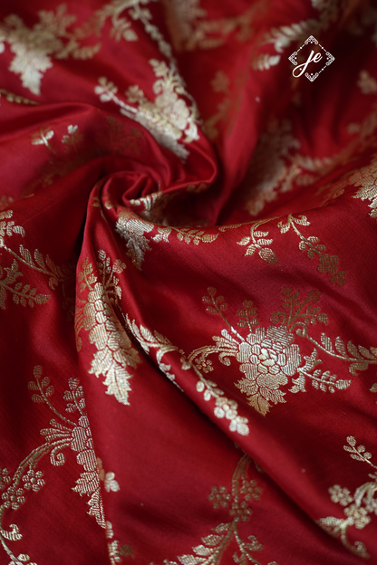 Red Pure Silk Jaal Banarasi Saree