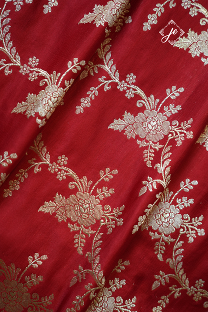 Red Pure Silk Jaal Banarasi Saree