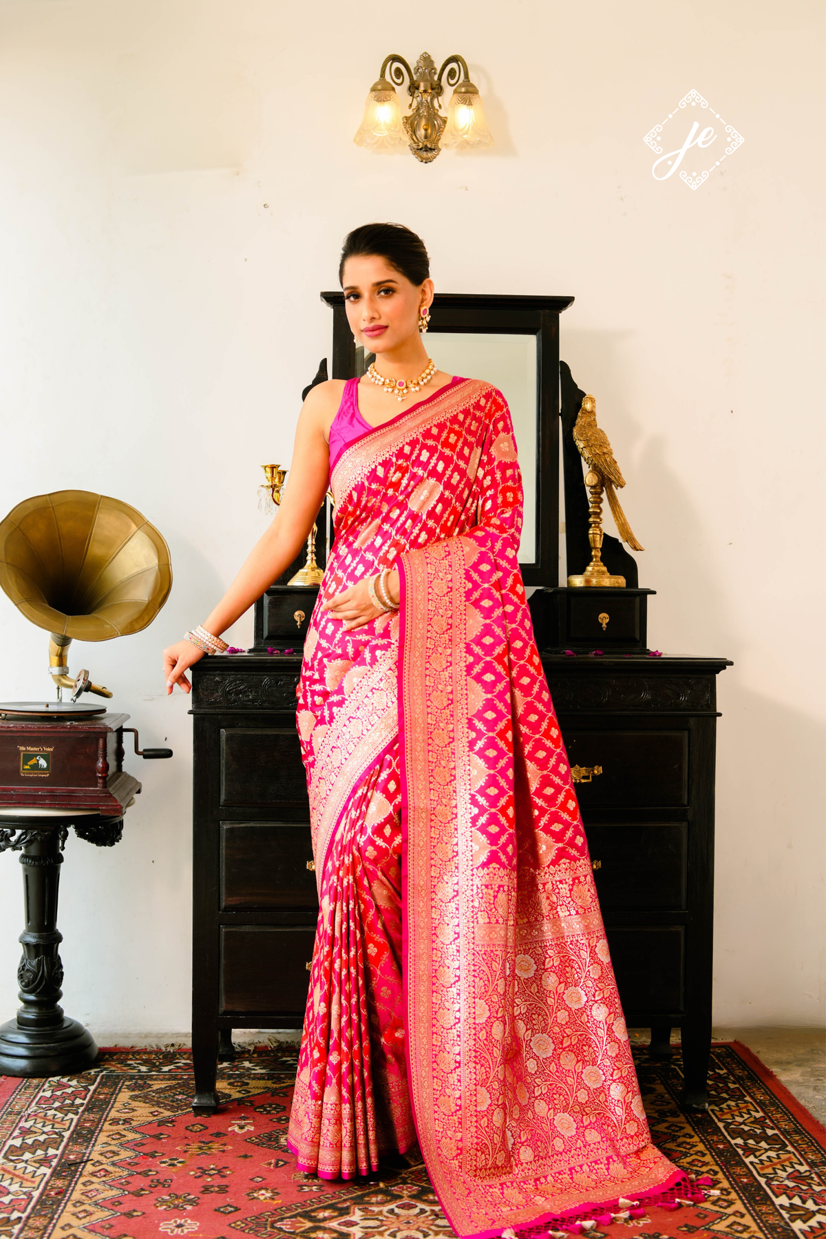 Pink Satin Silk Rangkaat  Banarasi Saree