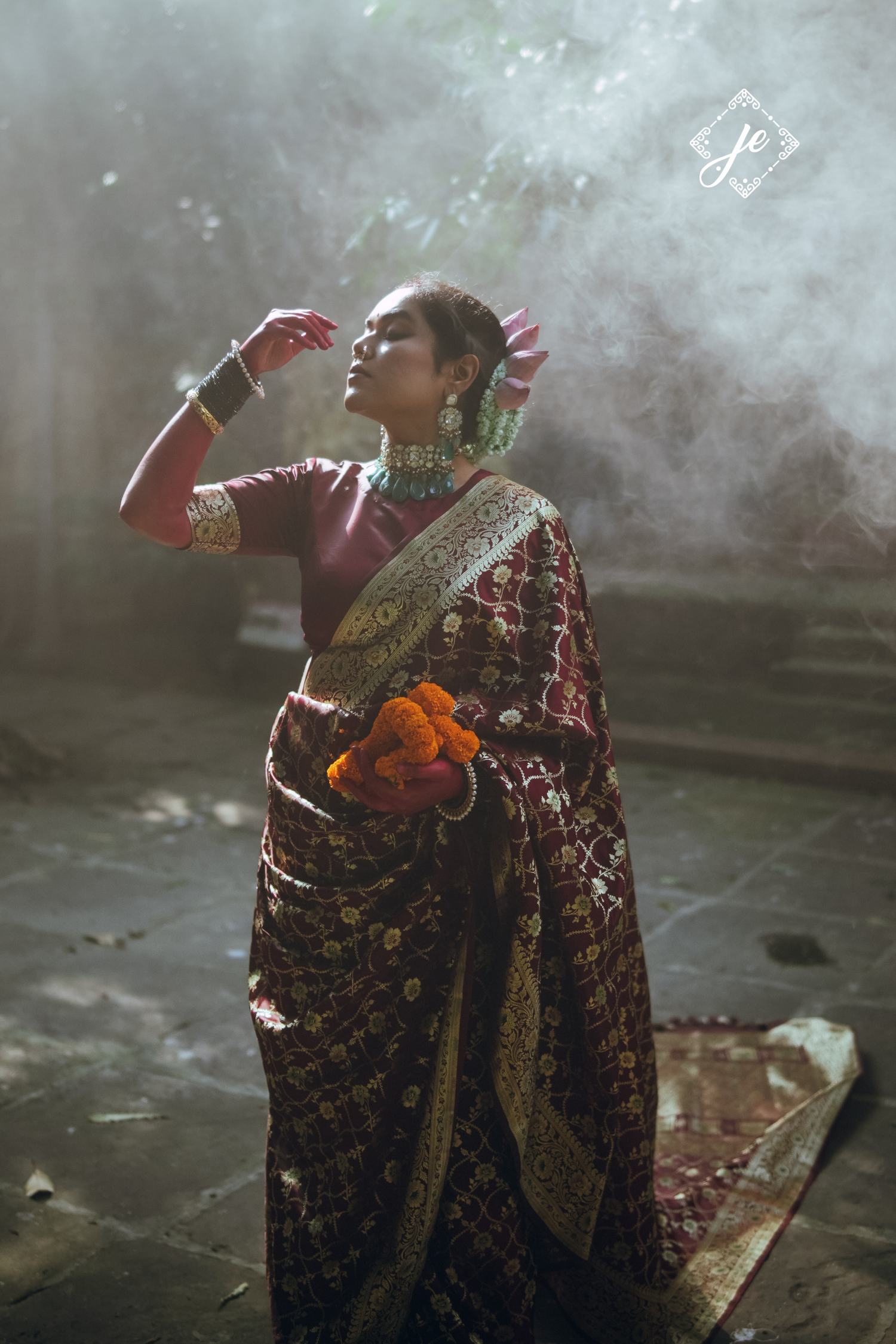 Maroon Satin Silk Meenakari Jaal Banarasi Saree