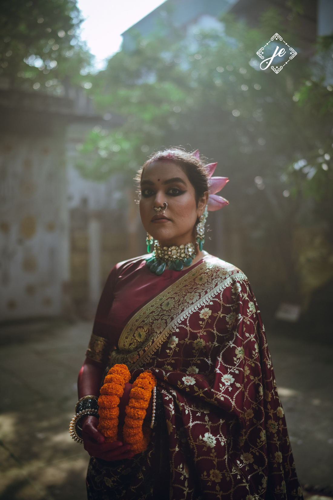 Maroon Satin Silk Meenakari Jaal Banarasi Saree