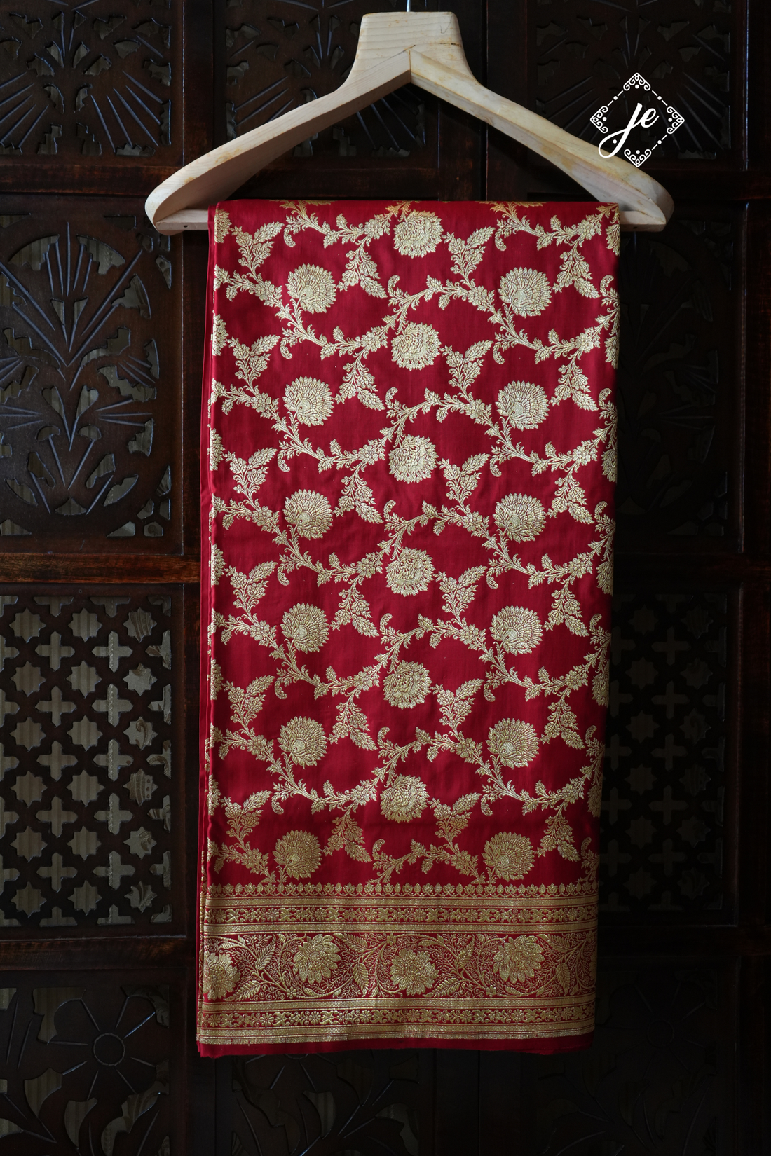 Red Pure Silk Jaal Handloom Banarasi Saree