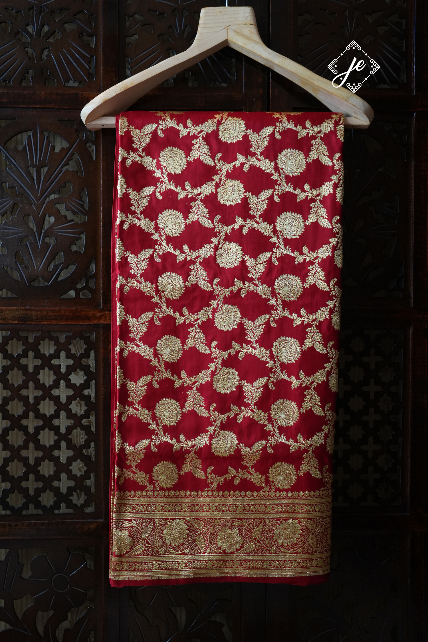 Red Pure Silk Jaal Banarasi Saree