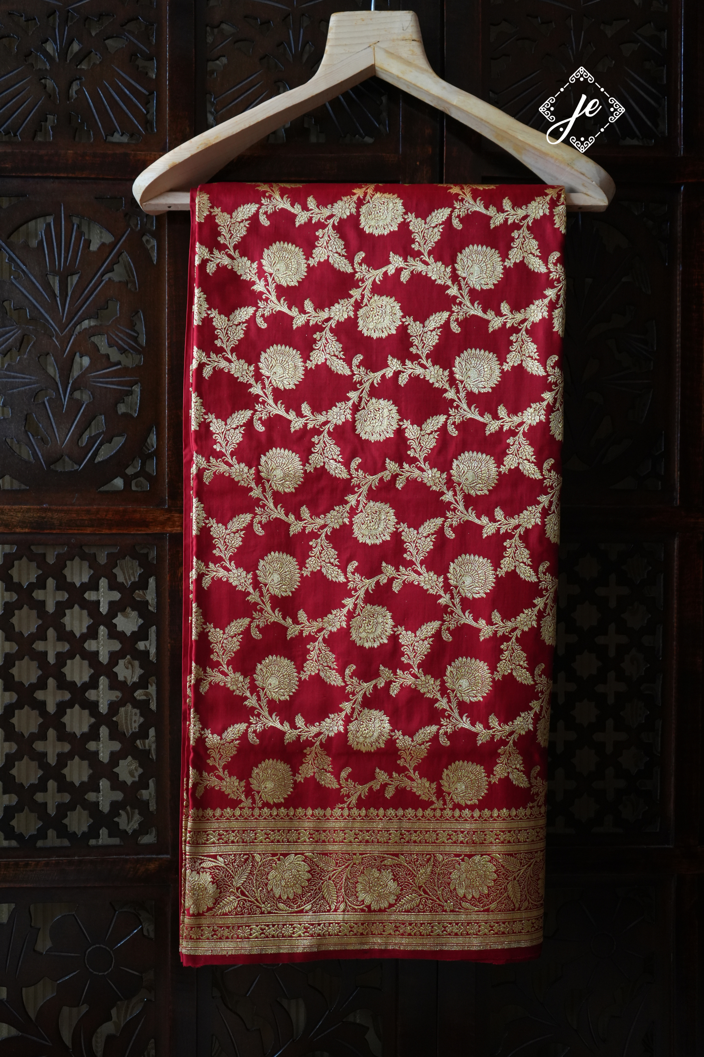 Red Pure Silk Jaal Banarasi Saree