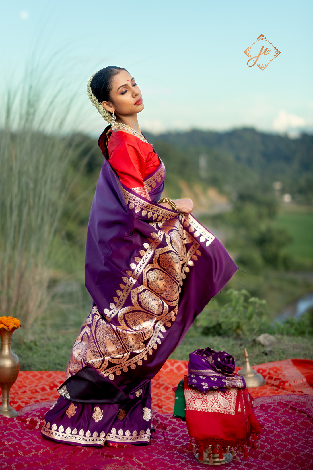 Purple Mashru Silk Banarasi Saree