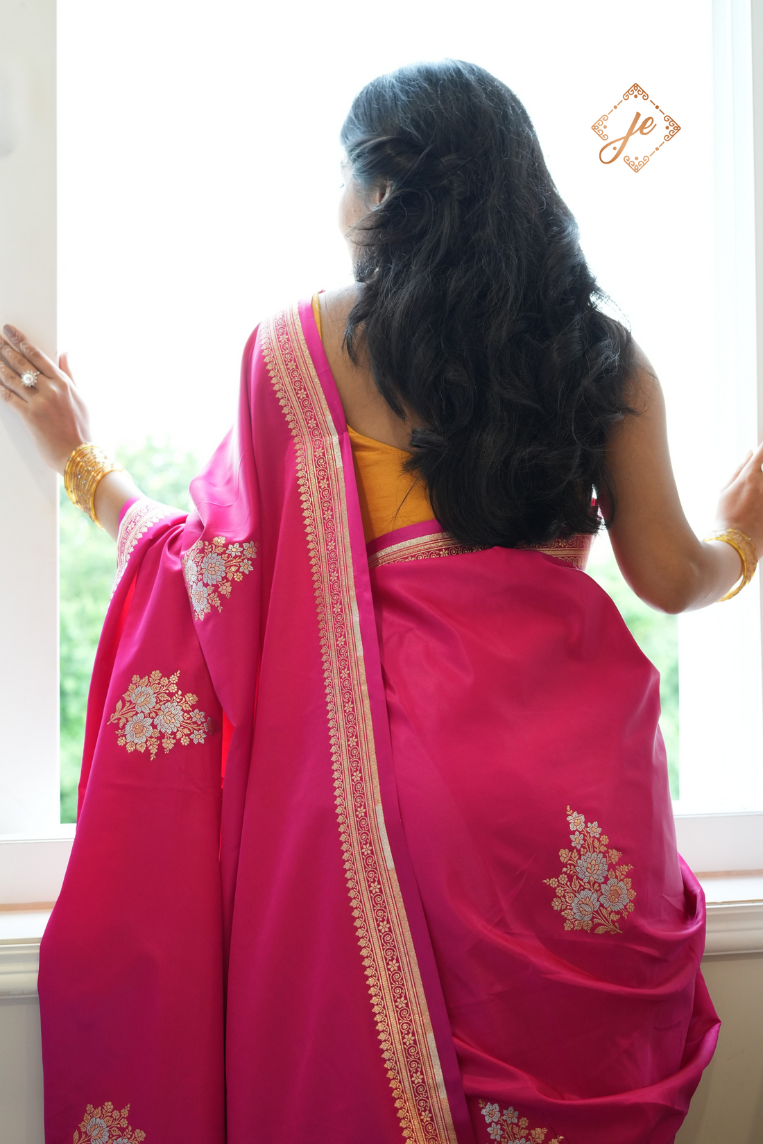 Pink Satin Silk Banarasi Saree