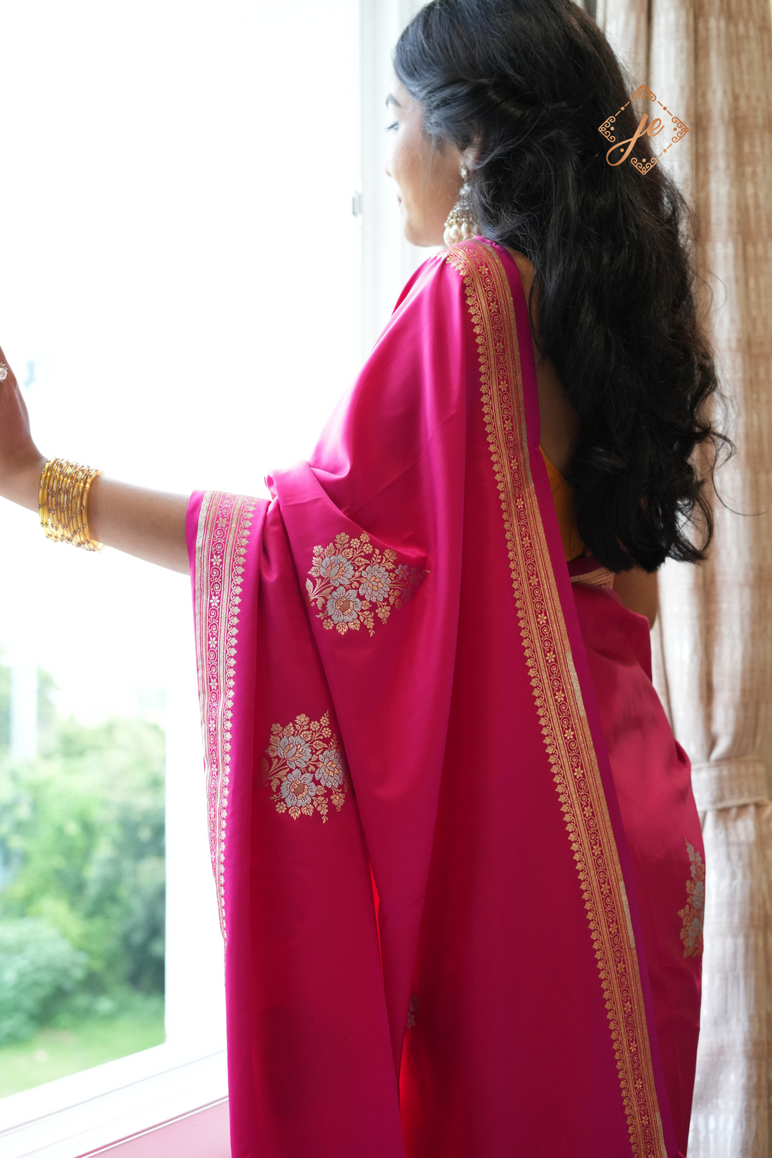 Pink Satin Silk Banarasi Saree