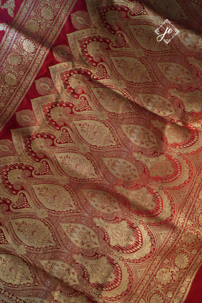 Red Pure Silk Jaal Banarasi Saree