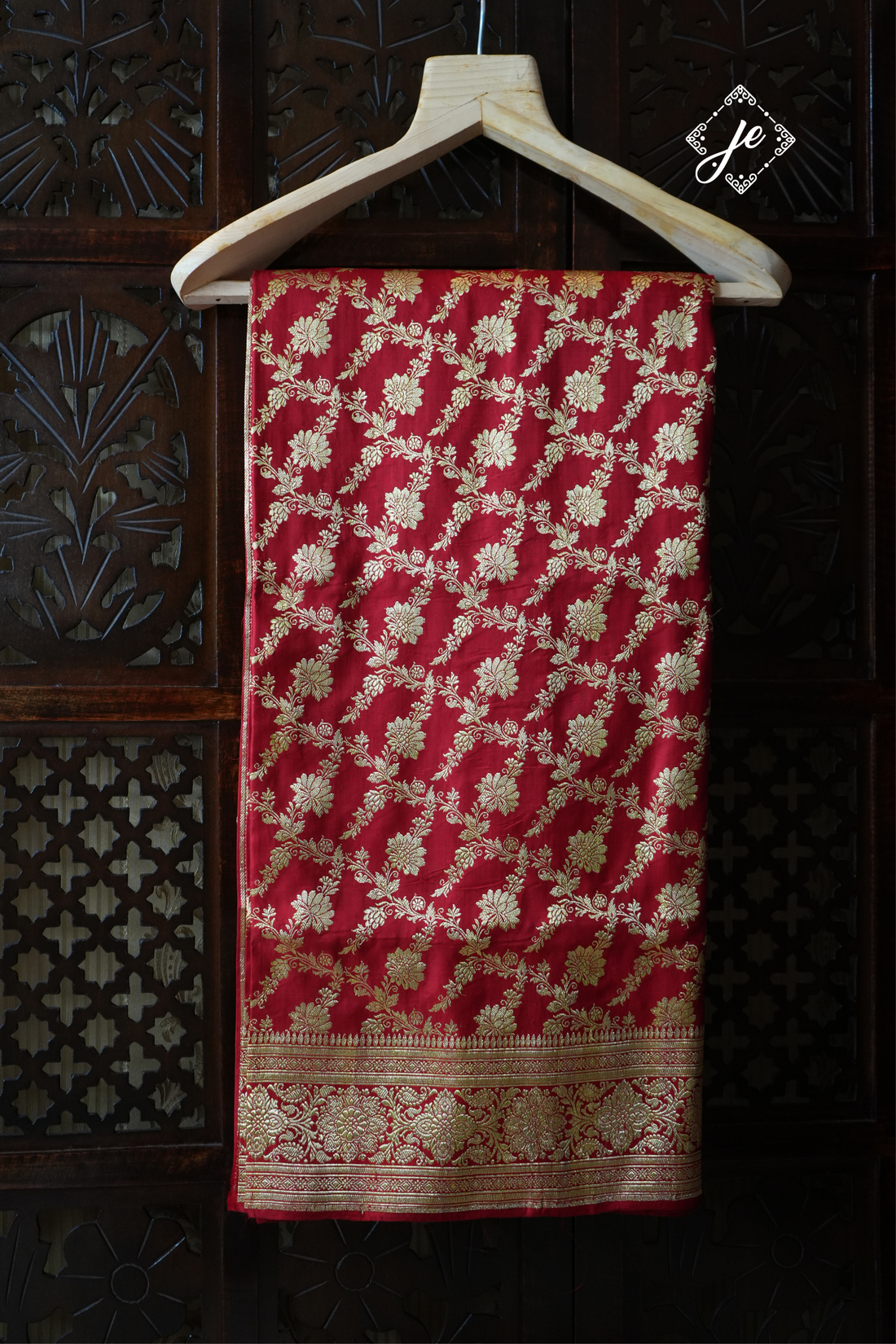 Red Pure Silk Jaal Banarasi Saree