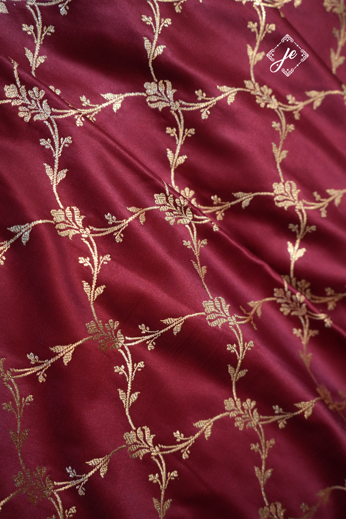 Maroon Satin Silk Banarasi Dupatta