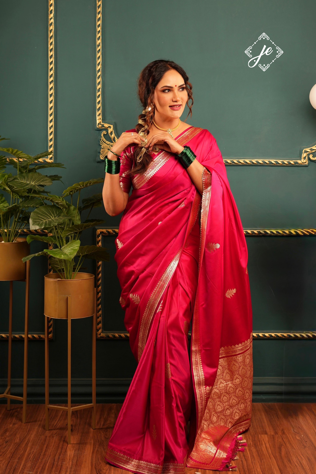 Rani Pink Satin Silk Banarasi Saree