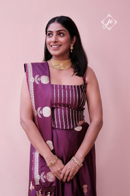 Purple Mashru Silk Banarasi Saree