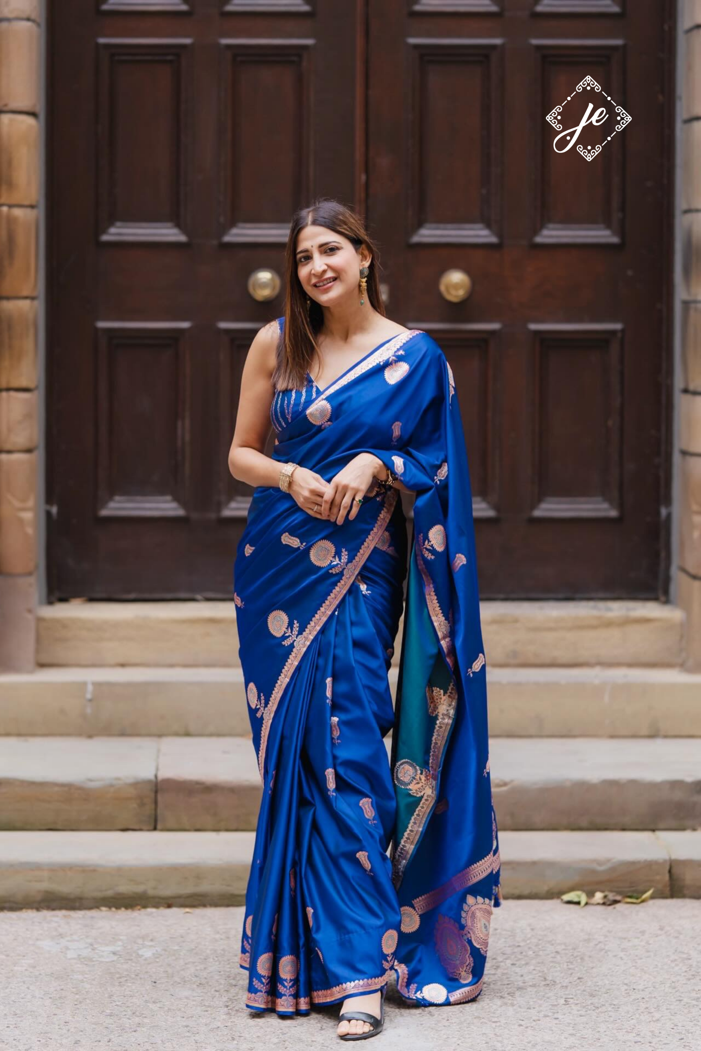 Royal Blue Mashru Silk Banarasi Saree