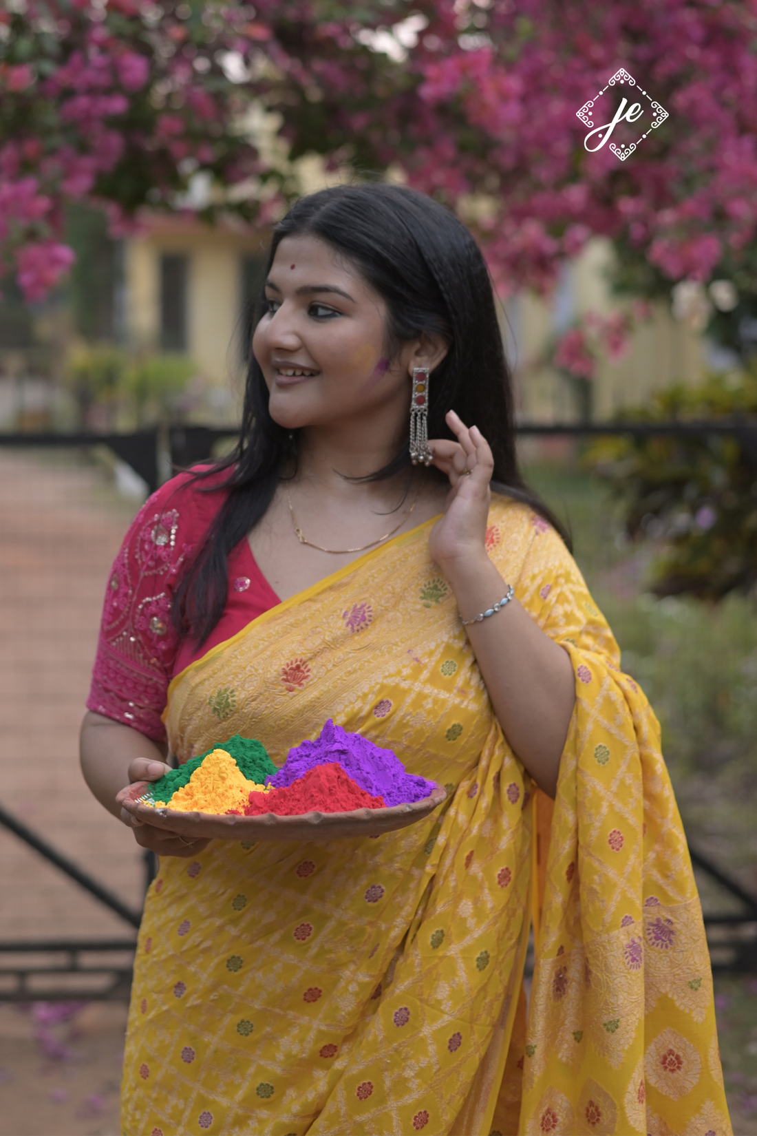 Yellow Khaddi Meenakari Banarasi Saree