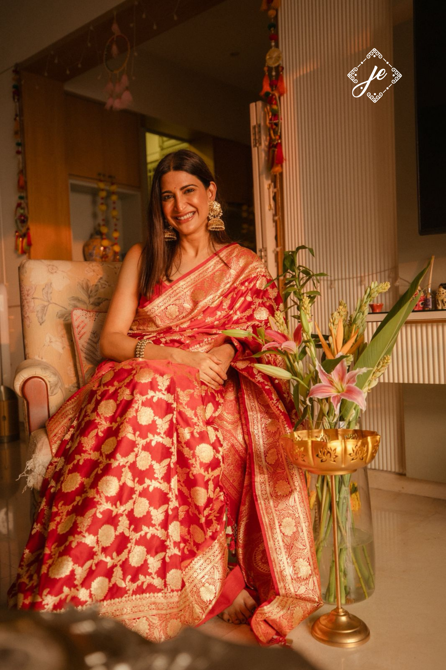 Red Pure Silk Jaal Handloom Banarasi Saree