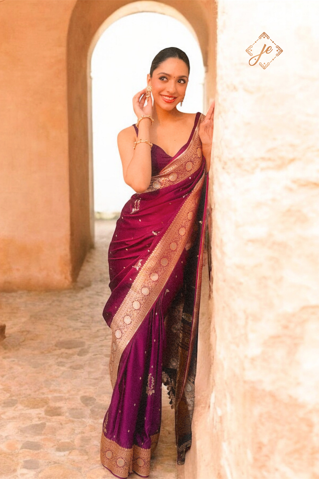 Deep Purple Satin Silk Banarasi Saree