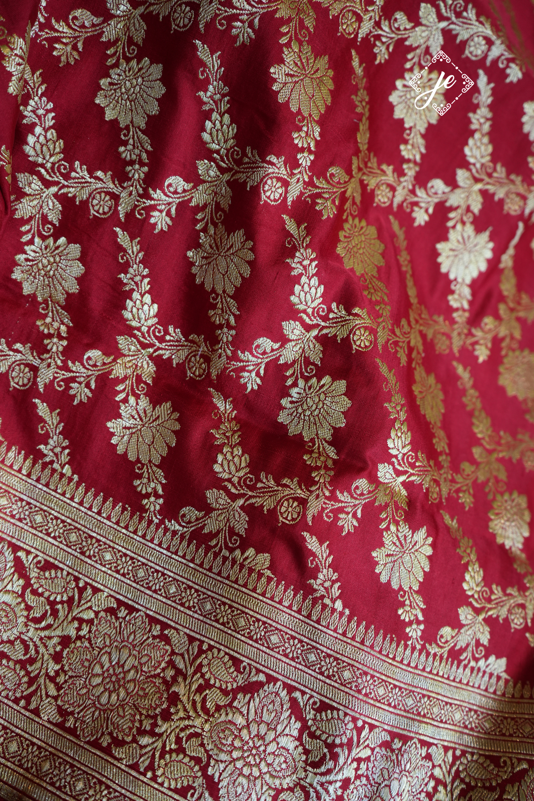 Red Pure Silk Jaal Banarasi Saree