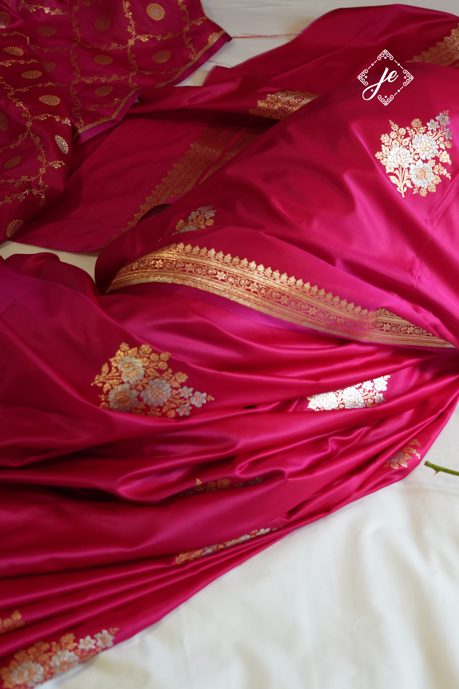Pink Satin Silk Banarasi Saree