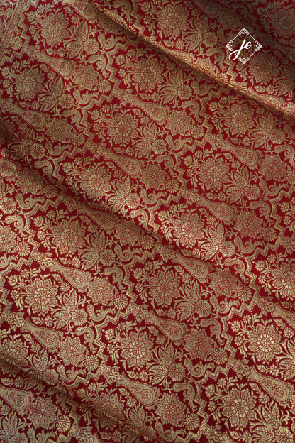 Red Pure Silk Jaal Handloom Banarasi Saree