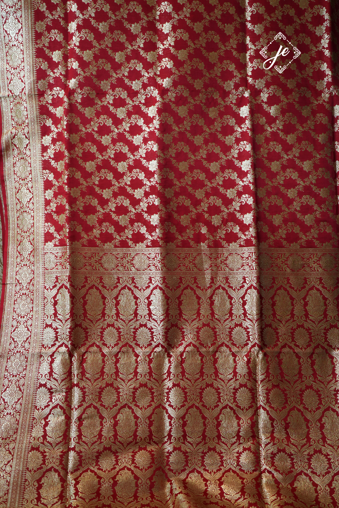 Red Pure Silk Jaal Banarasi Saree