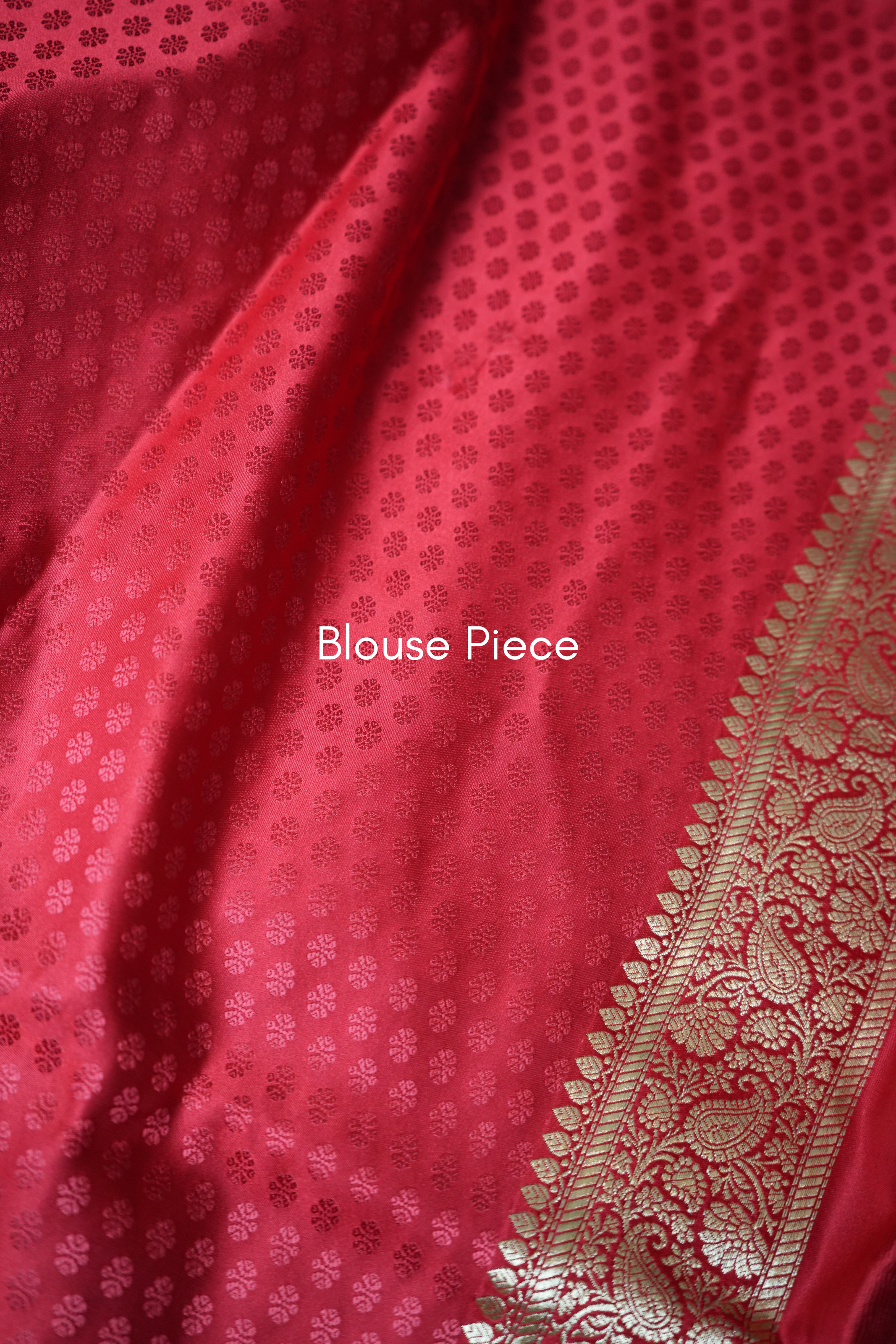 Red Satin Silk Jamevaar Buti Banarasi Saree