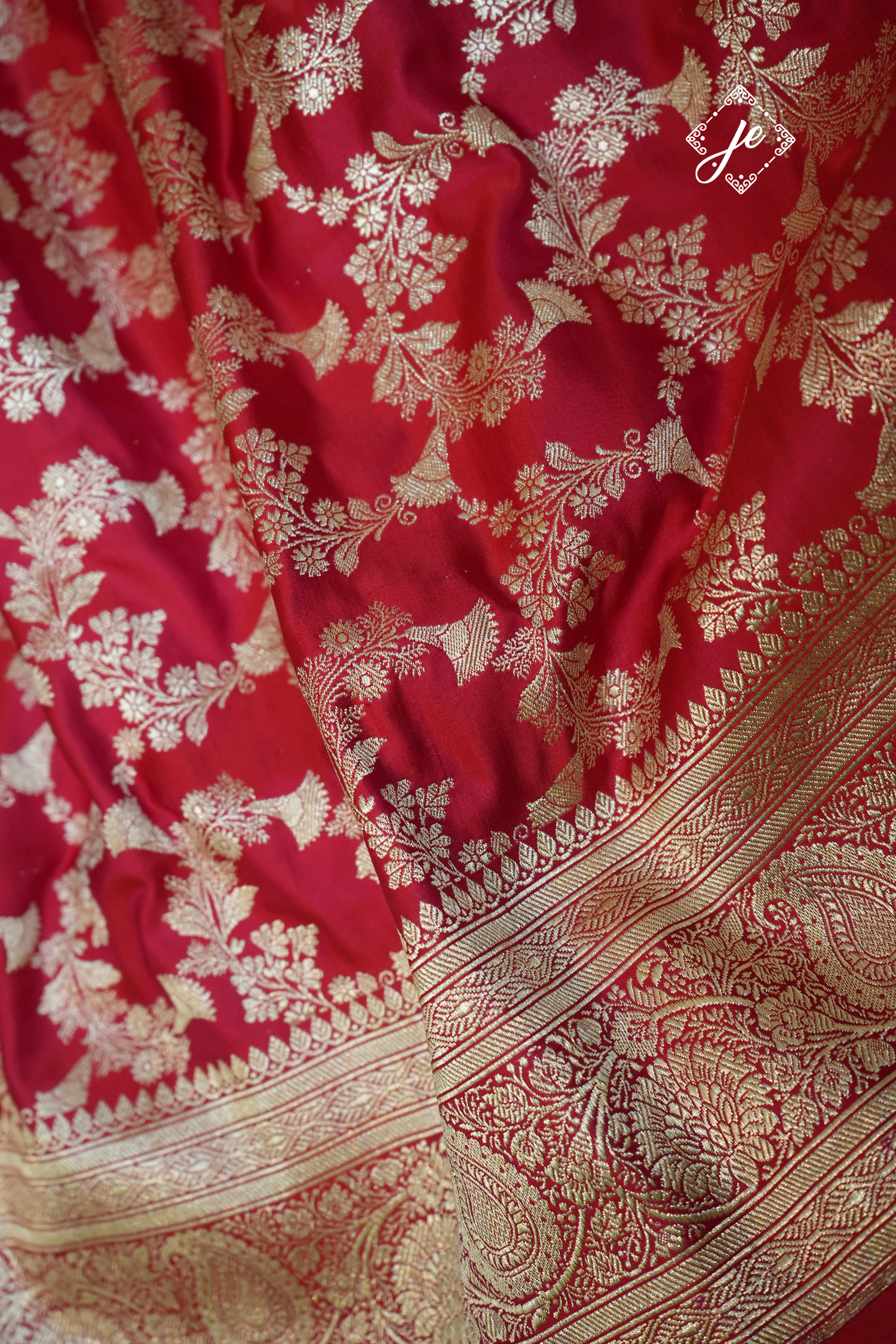 Red Pure Silk Jaal Banarasi Saree