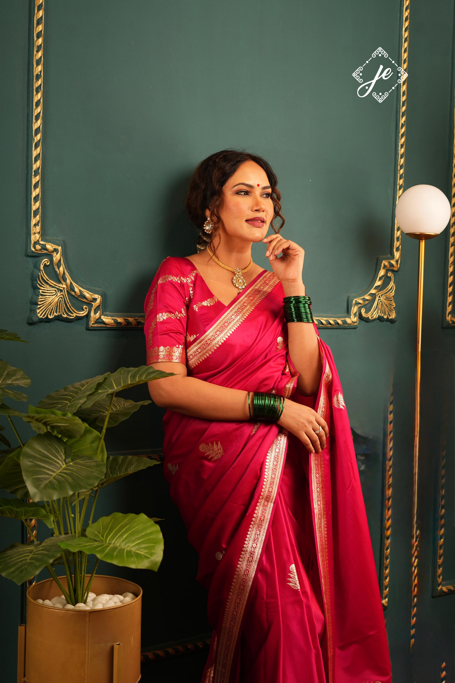Rani Pink Satin Silk Banarasi Saree