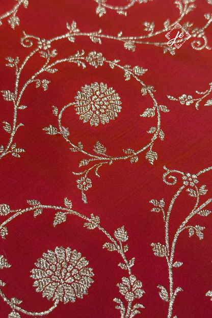 Sunset Orange Satin Silk Jaal Banarasi Saree