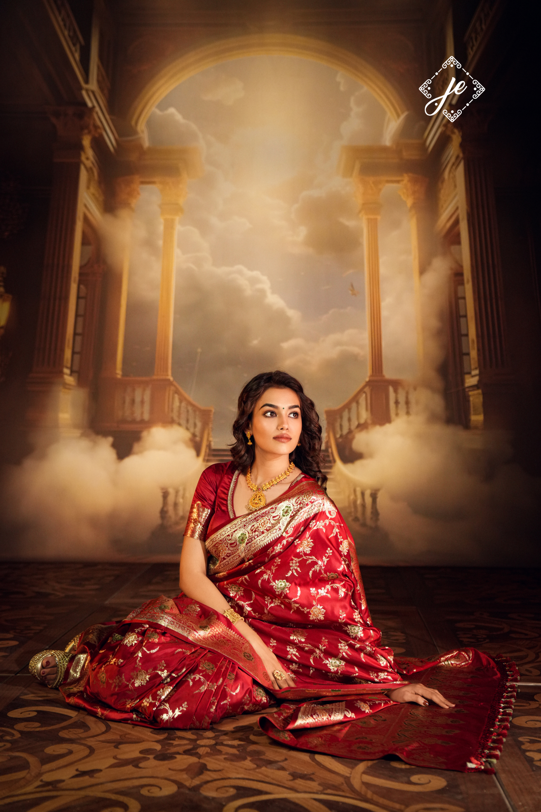 Maroon Satin Silk Meenakari Jaal Banarasi Saree