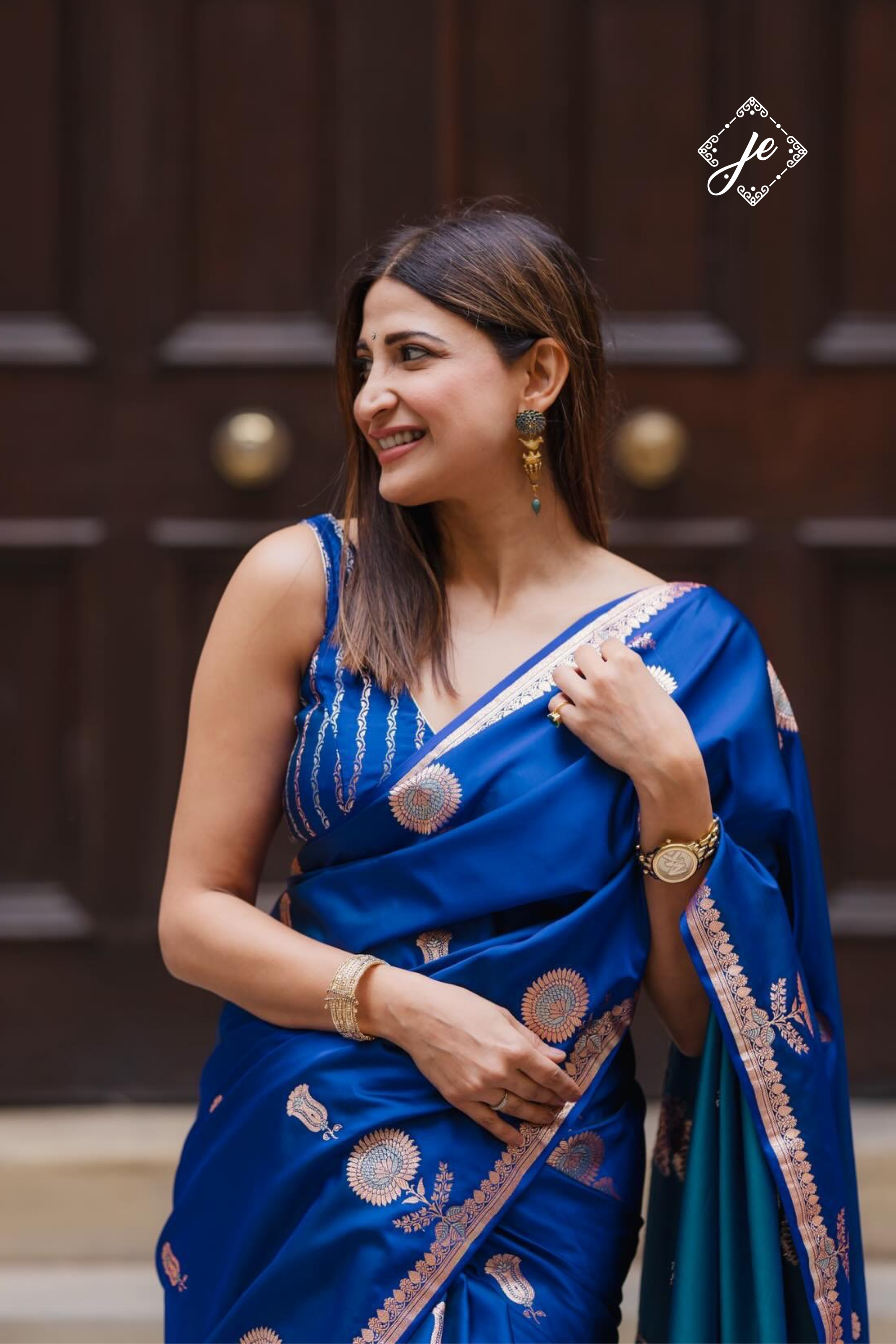 Royal Blue Mashru Silk Banarasi Saree