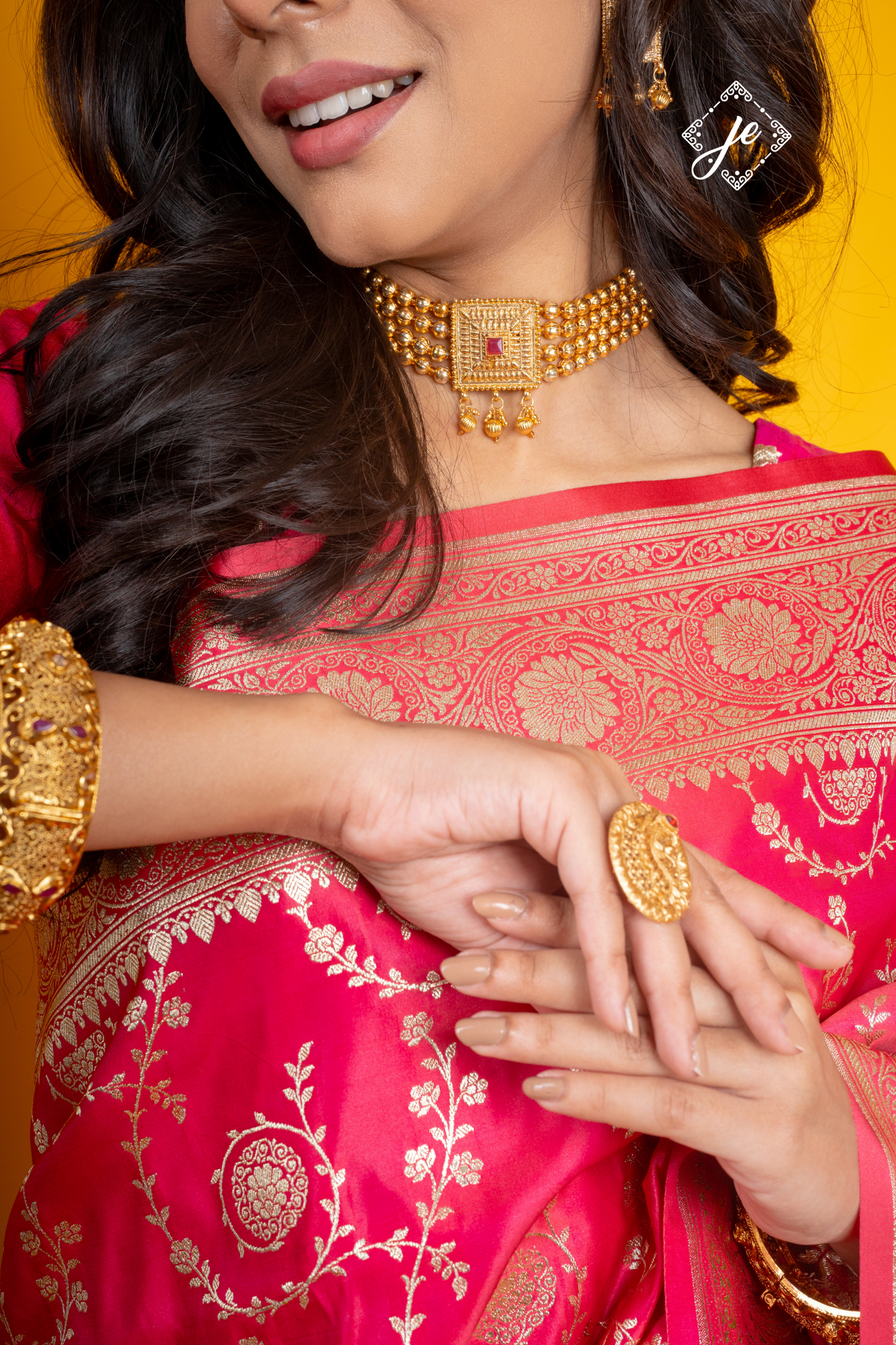 Pink Satin Silk Jaal Banarasi Saree