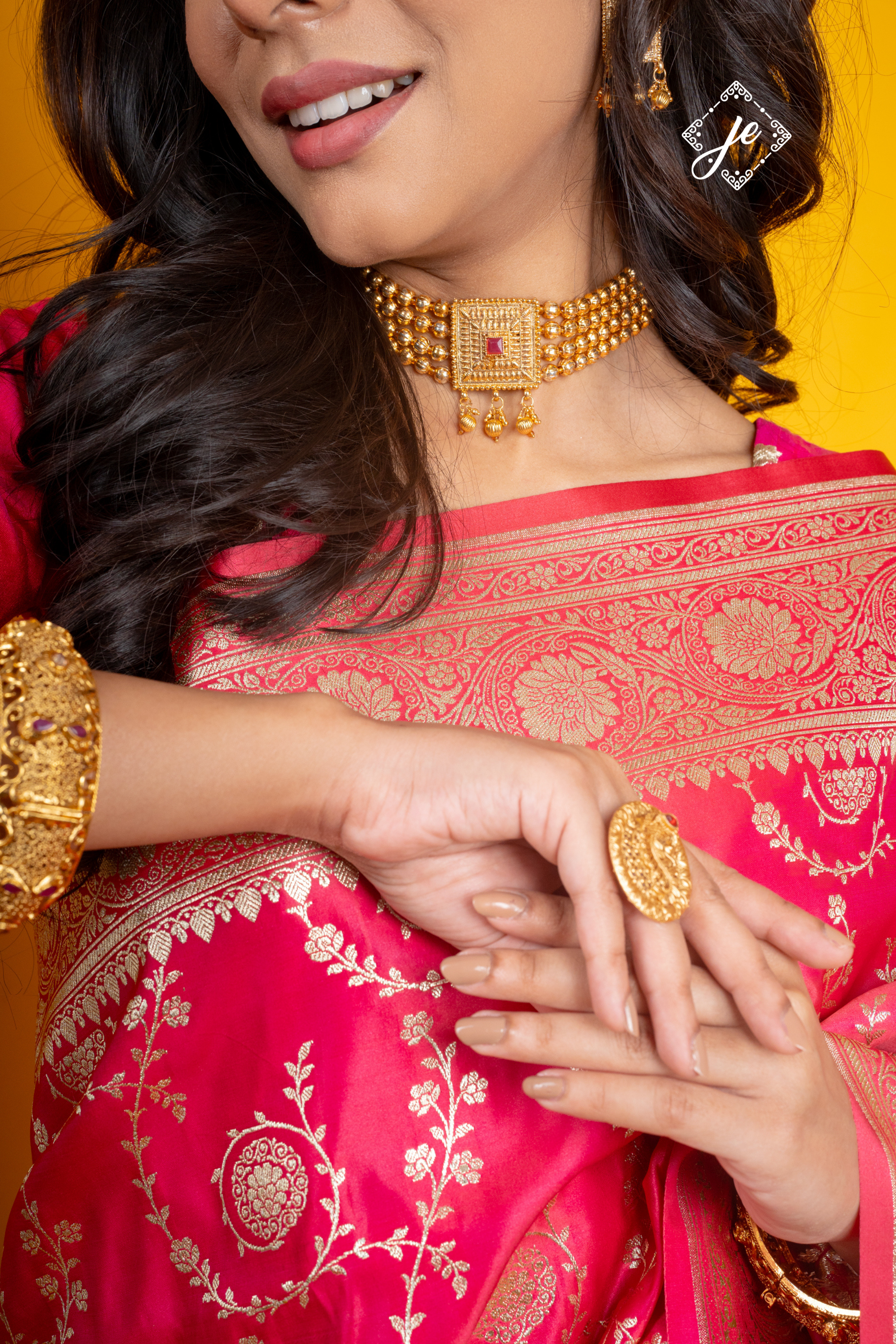 Pink Satin Silk Jaal Banarasi Saree