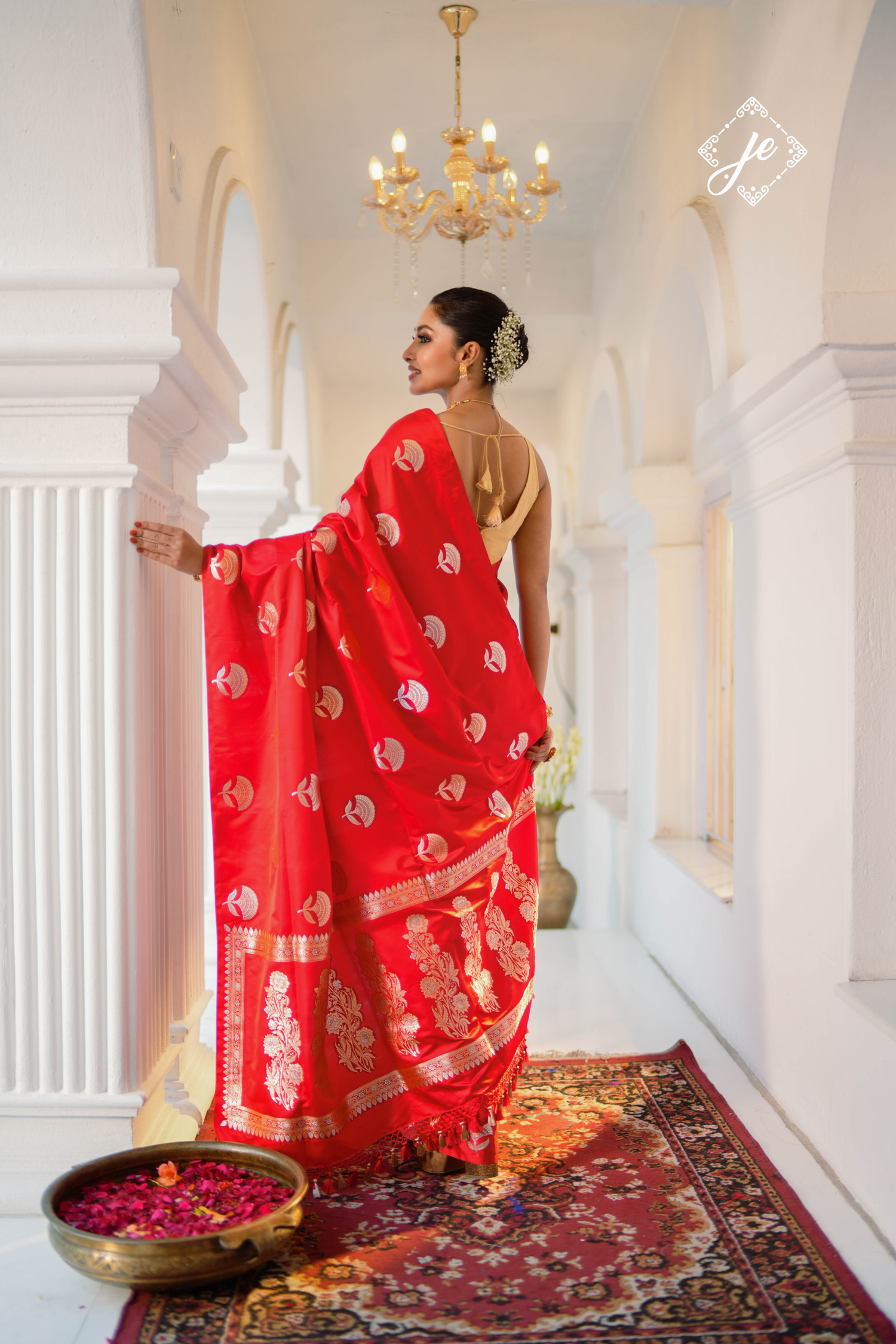 Red Satin Silk Banarasi Saree