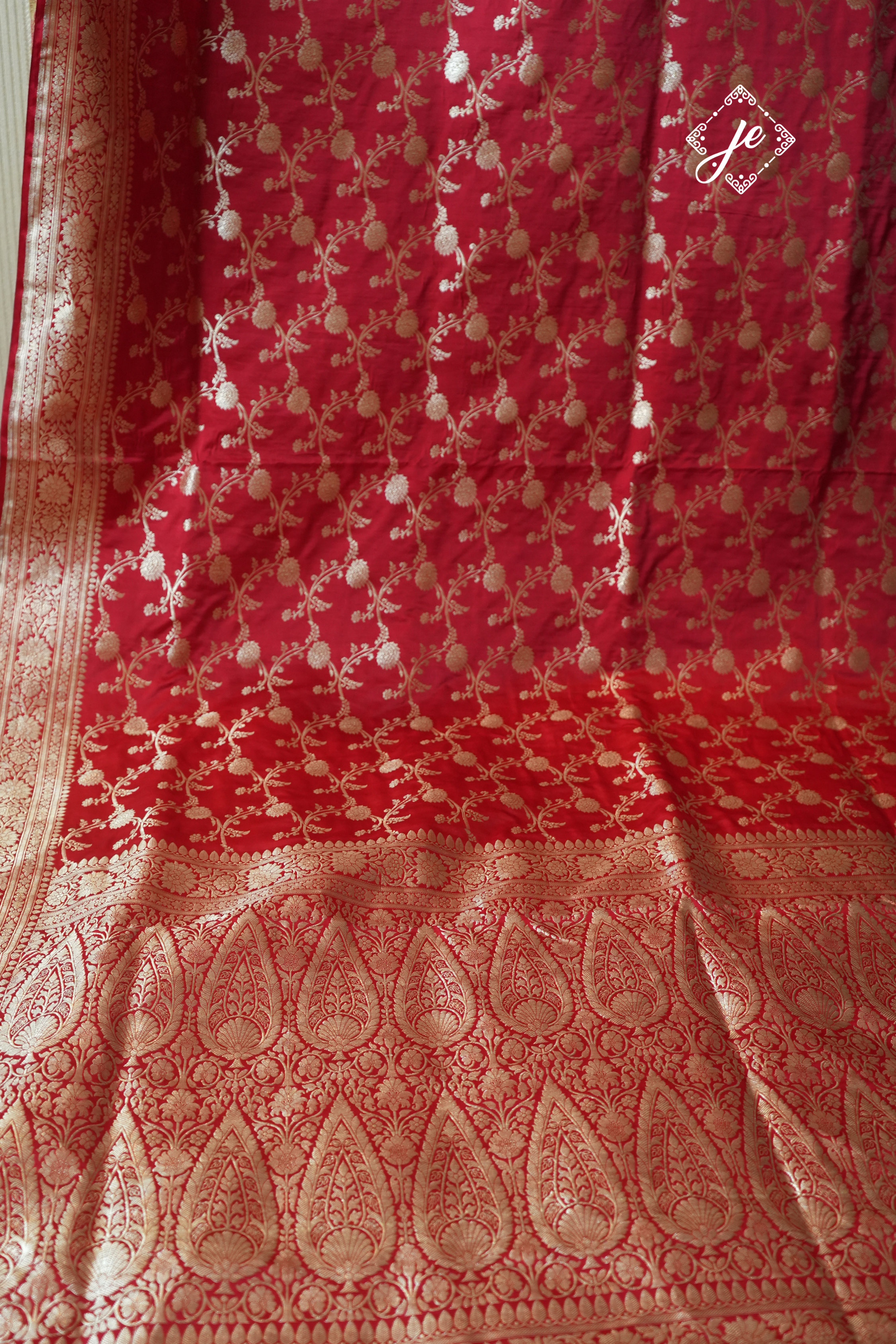 Red Pure Silk Jaal Banarasi Saree