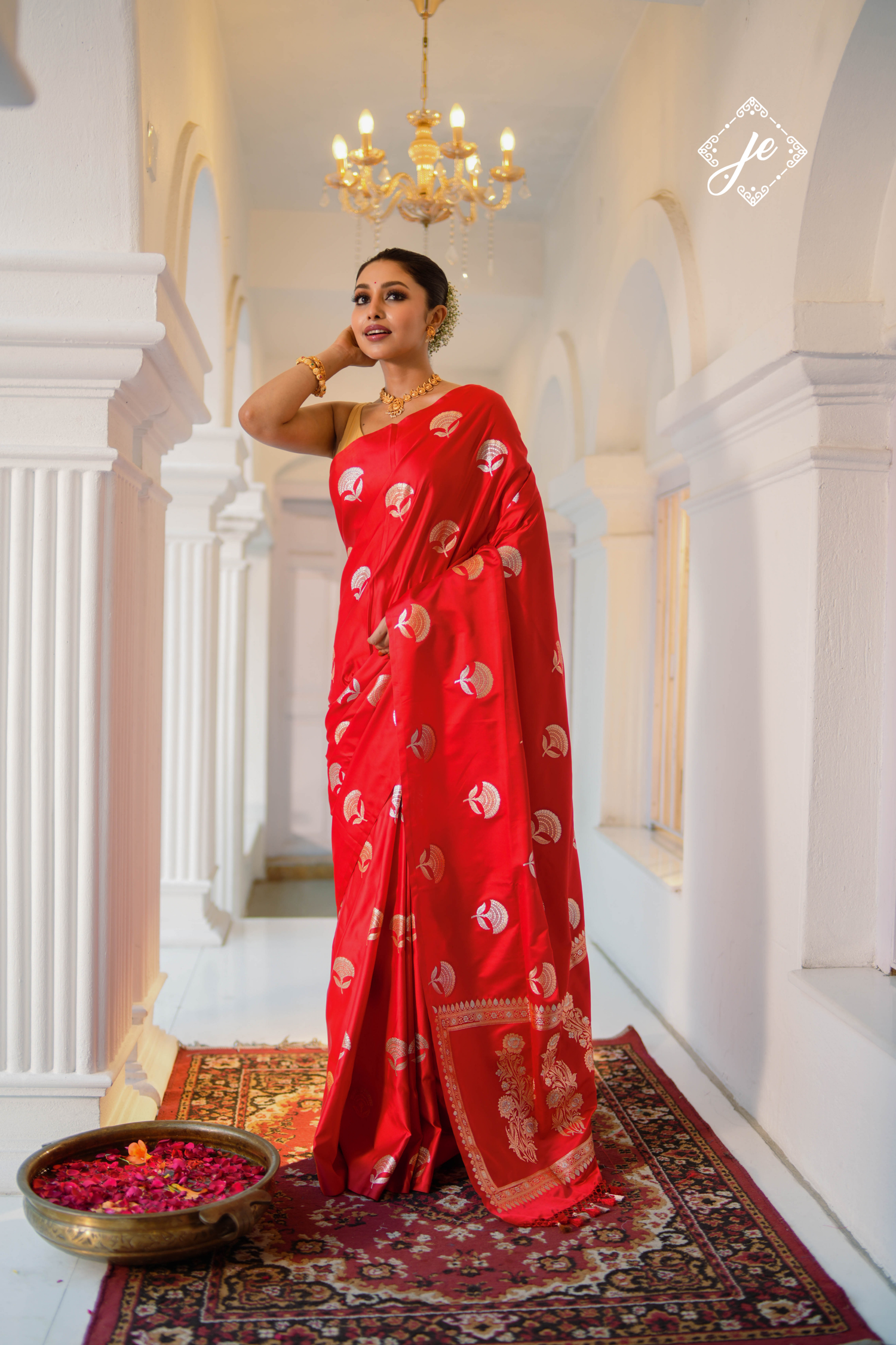 Red Satin Silk Banarasi Saree
