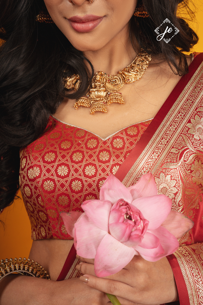 Maroon Satin Silk Jaal Banarasi Saree