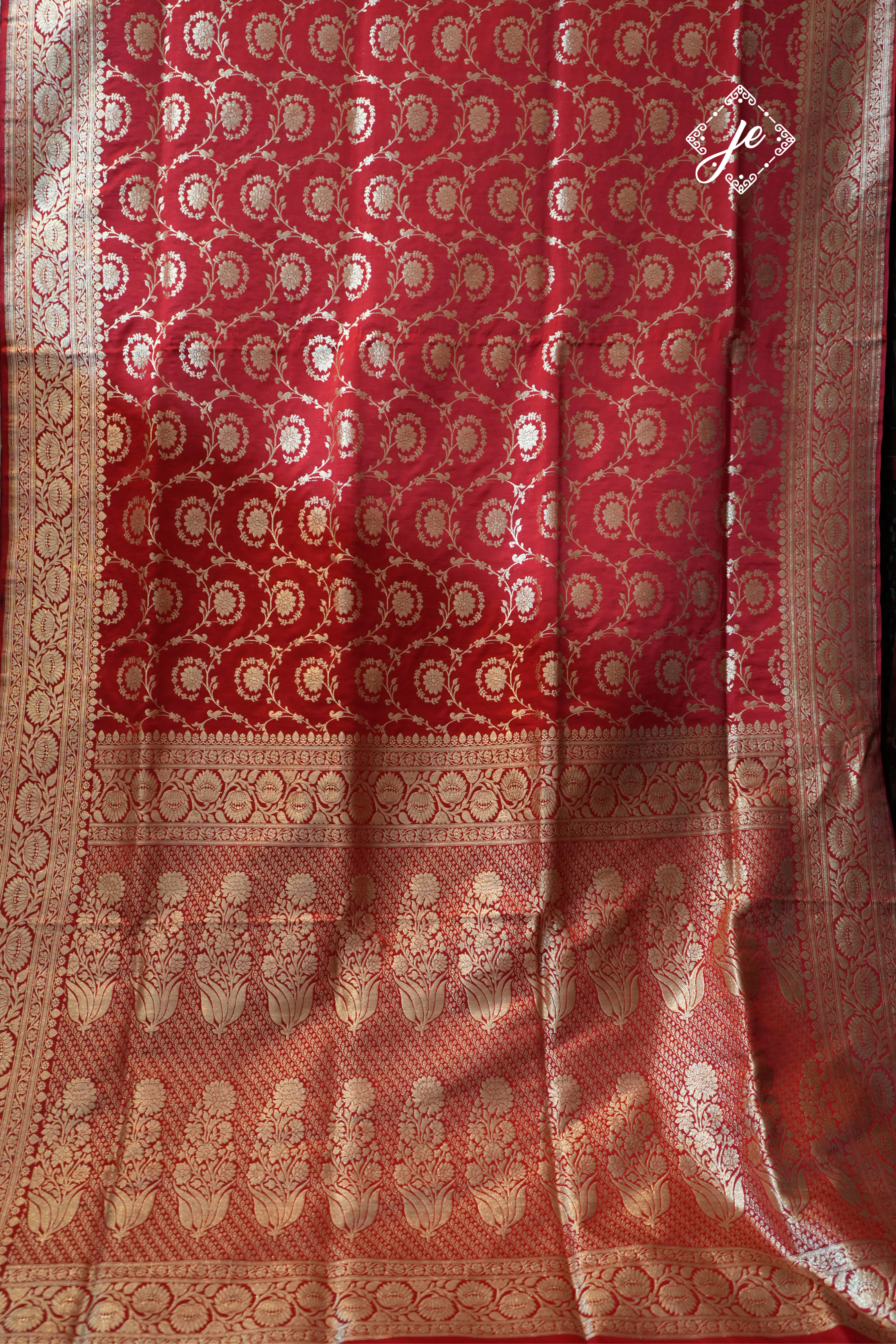 Red Pure Silk Jaal Banarasi Saree