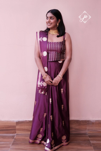Purple Mashru Silk Banarasi Saree