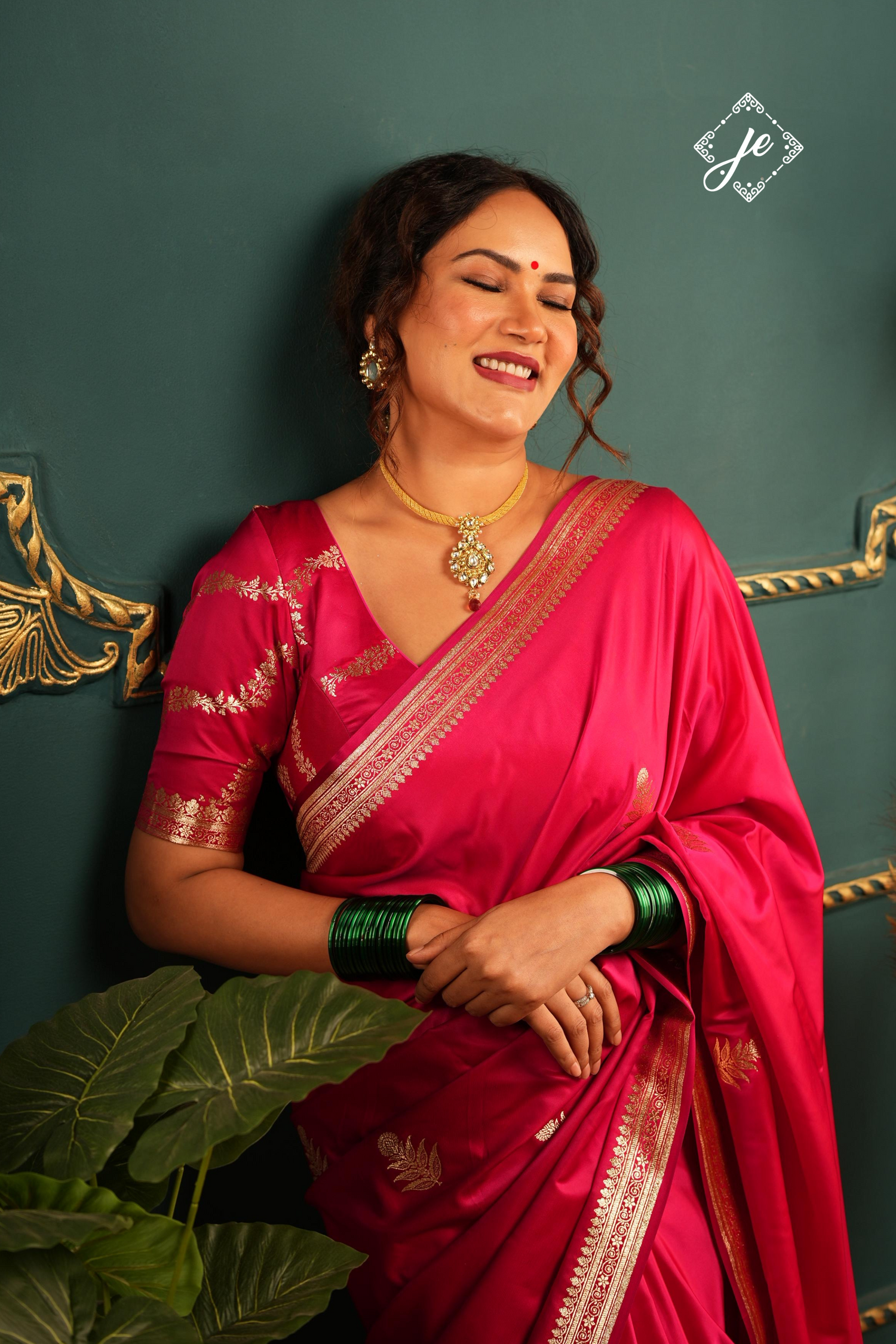 Rani Pink Satin Silk Banarasi Saree