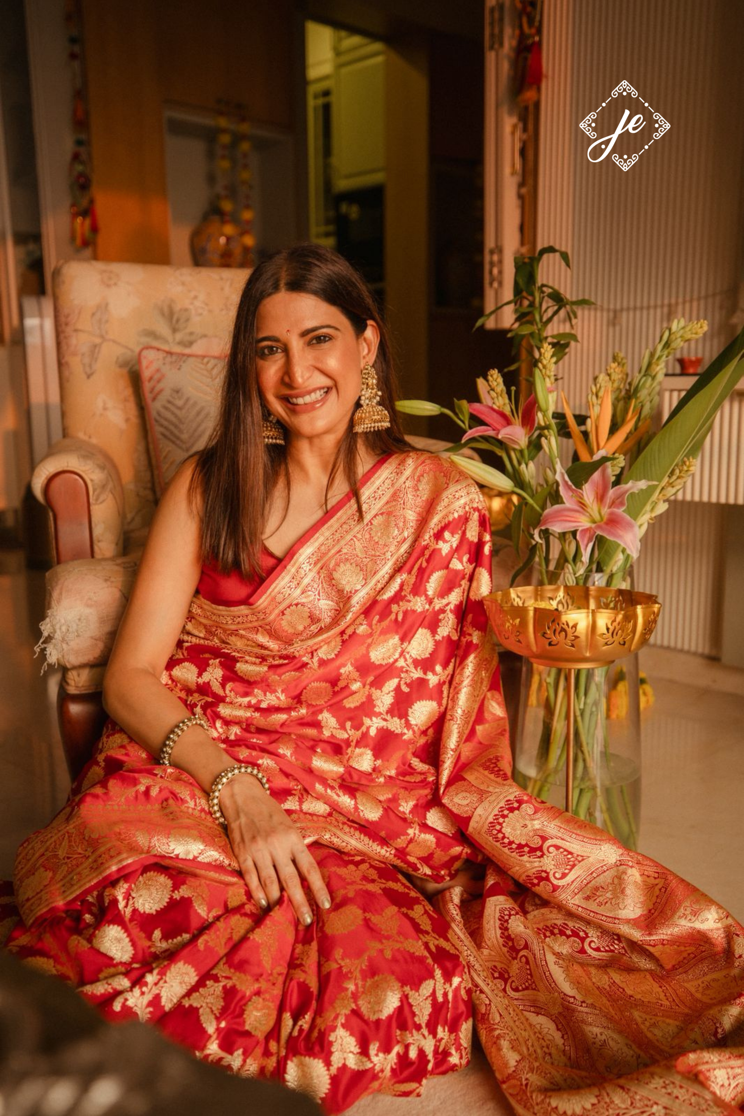 Red Pure Silk Jaal Handloom Banarasi Saree