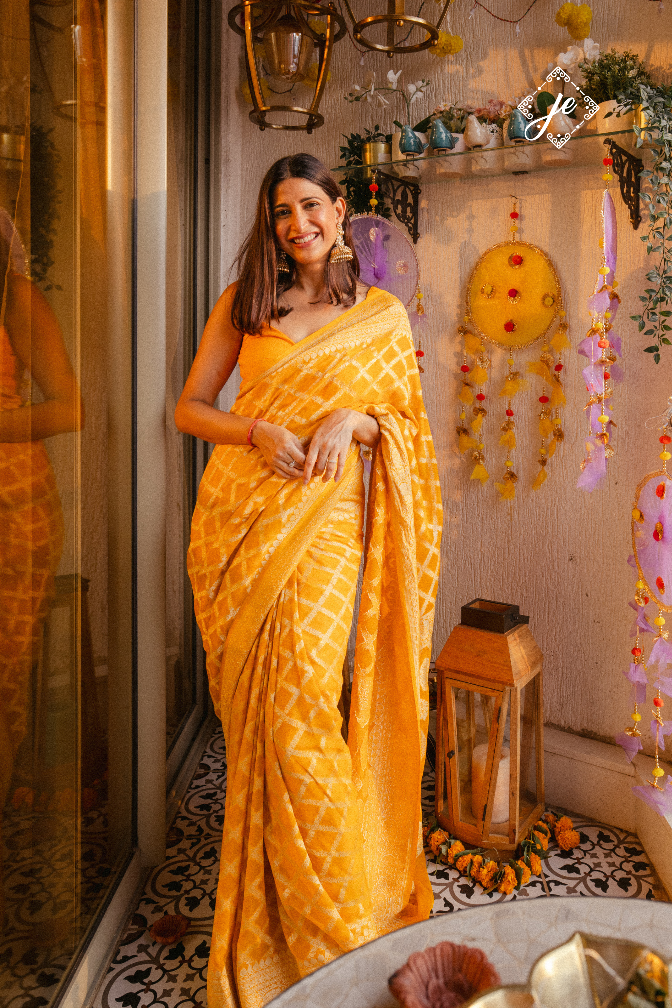 Yellow Pure Khaddi Banarasi Saree