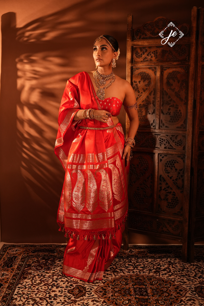 Red Mashru Silk Banarasi Saree