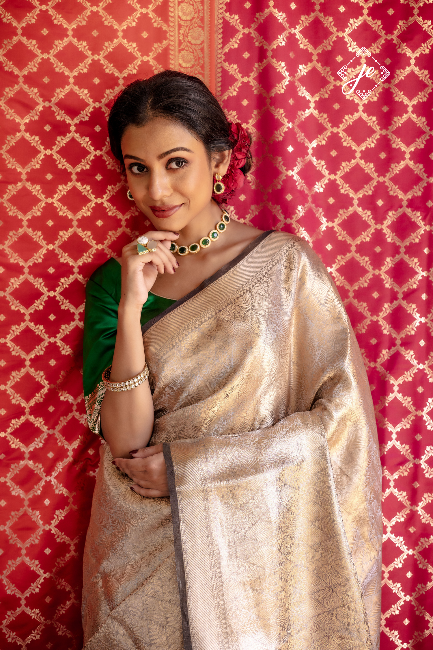 Grey Tissue Silk Banarasi Saree
