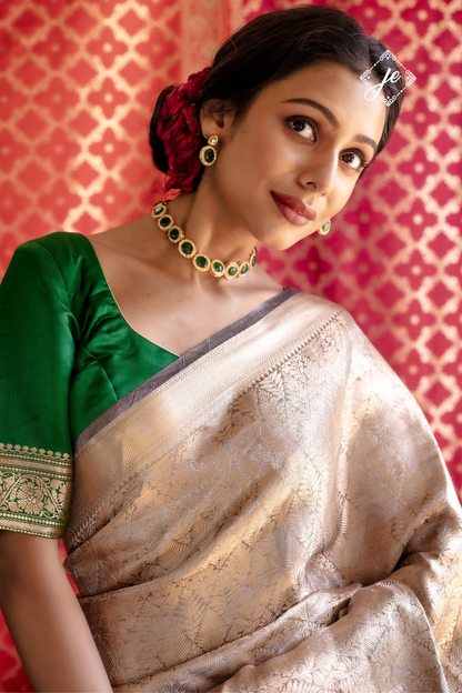 Grey Tissue Silk Banarasi Saree