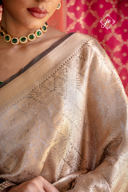 Grey Tissue Silk Banarasi Saree