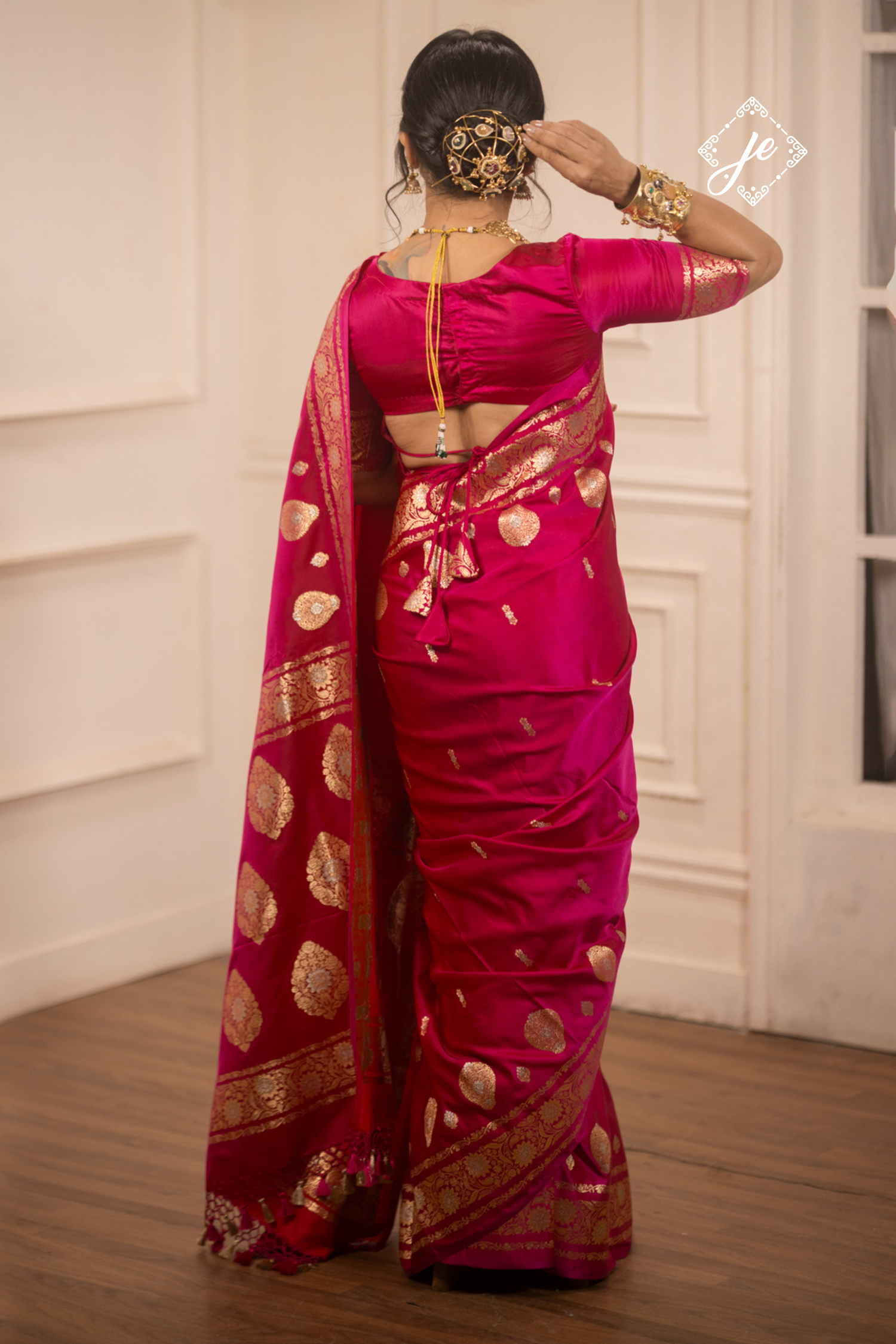 Rani Pink Mashru Silk Buti Banarasi Saree
