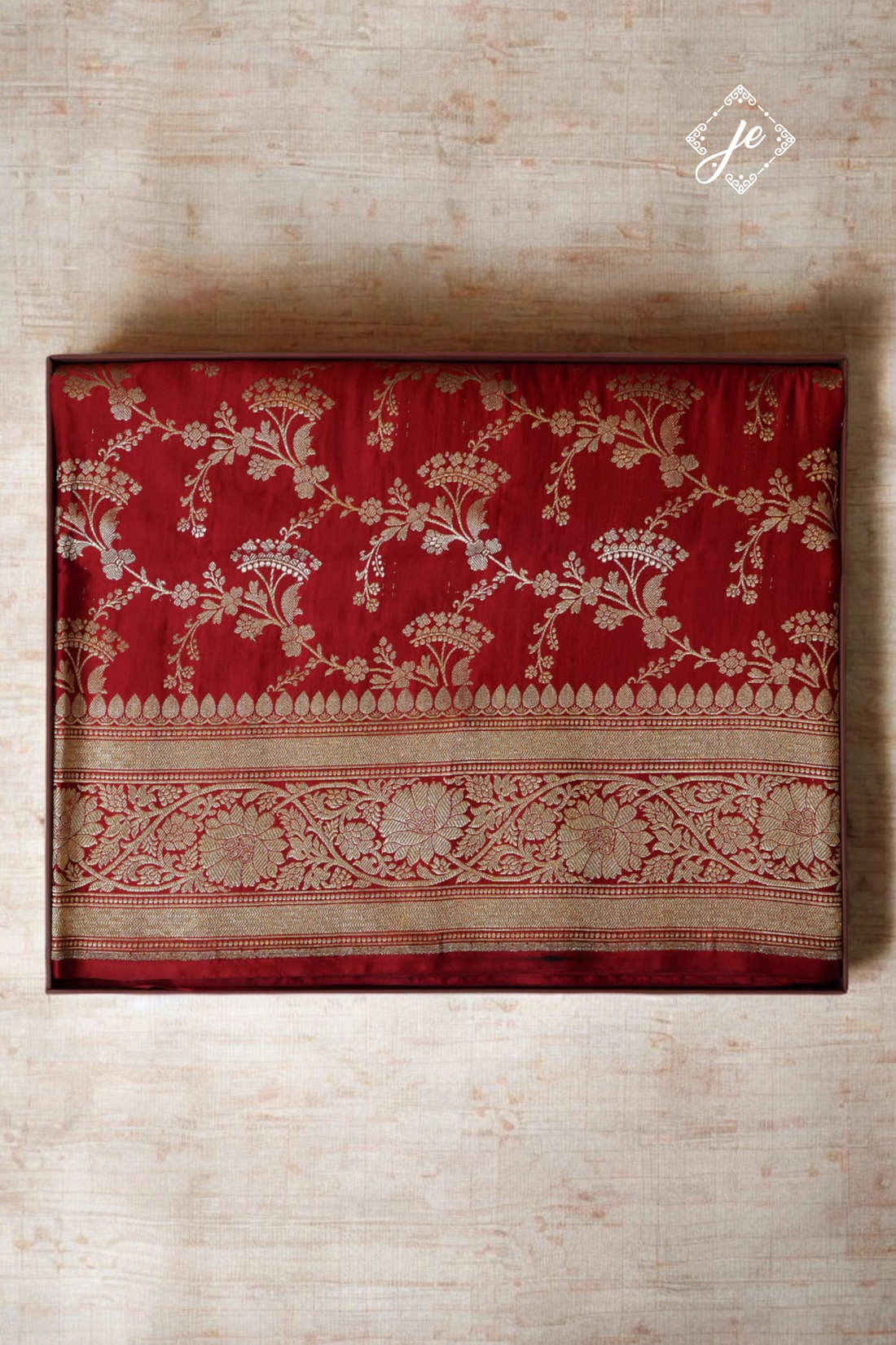 Red Pure Silk Jaal Handloom Banarasi Saree