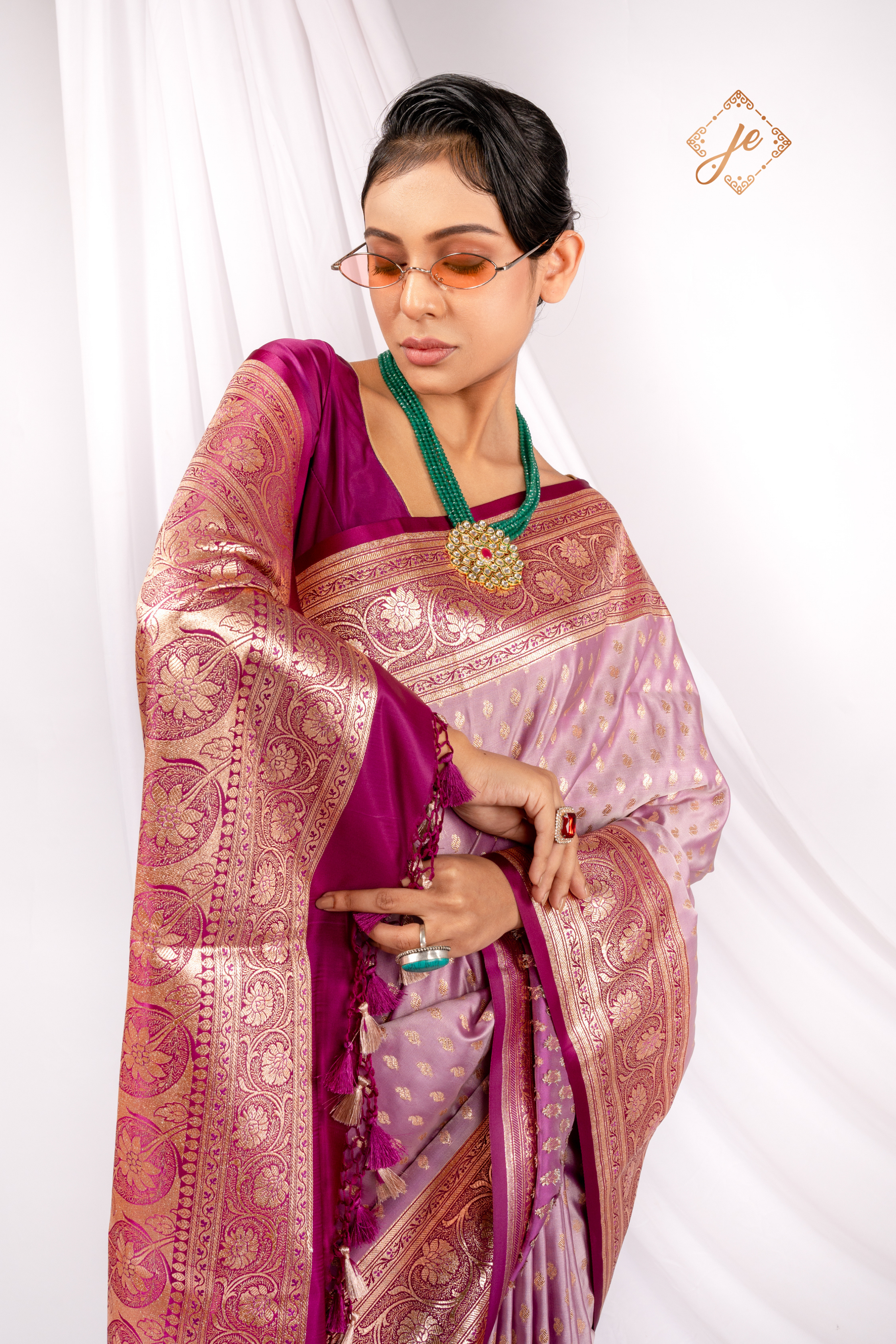 Onion Pink Satin Silk Butidar Banarasi Saree