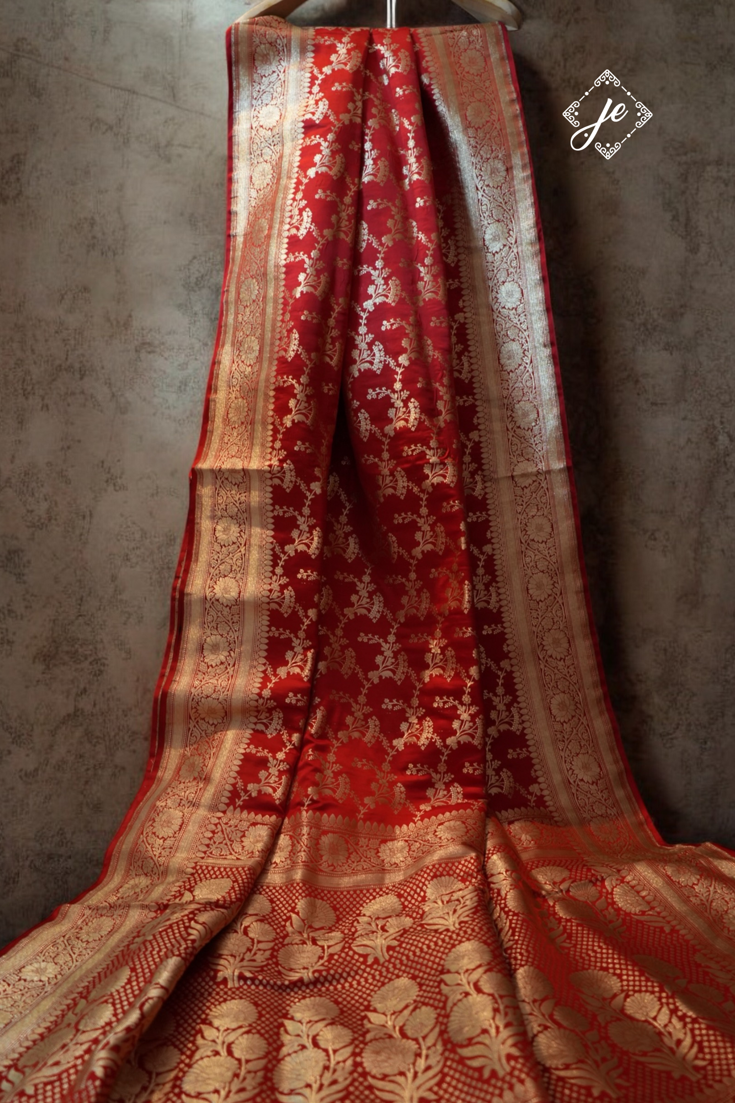 Red Pure Silk Jaal Banarasi Saree