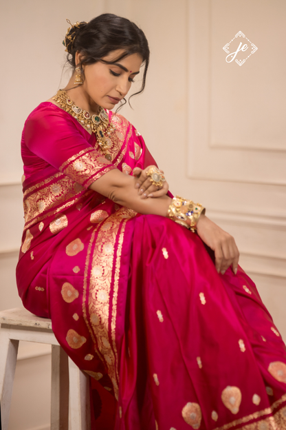 Rani Pink Mashru Silk Buti Banarasi Saree